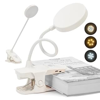 PivoBook Lampada da Lettura Senza Fili con Clip Fino a 65mm, LED a 3 Toni di Luce, Batteria 800mAh Ricaricabile, Portatile, Leggera ed Elegante Perfetta per Studio, Lavoro, Lettura e Viaggi