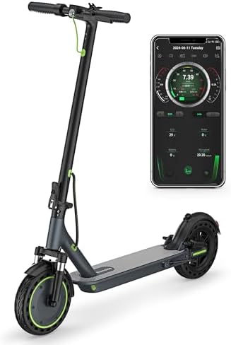Electric Scooter – 8.5″/10” Solid Tires, 350W/500W Motor, Up to 19-22MPH and 21-24Miles Long-Range Portable Commuting Scooter for Adults with Double Braking System and App