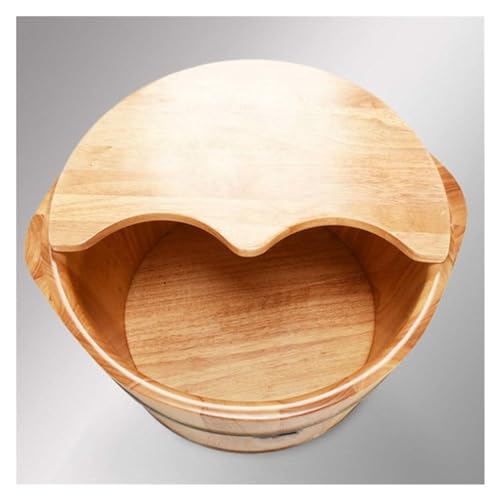 Bañera de pies de madera sólida con tapa y masajeador miniatura 5