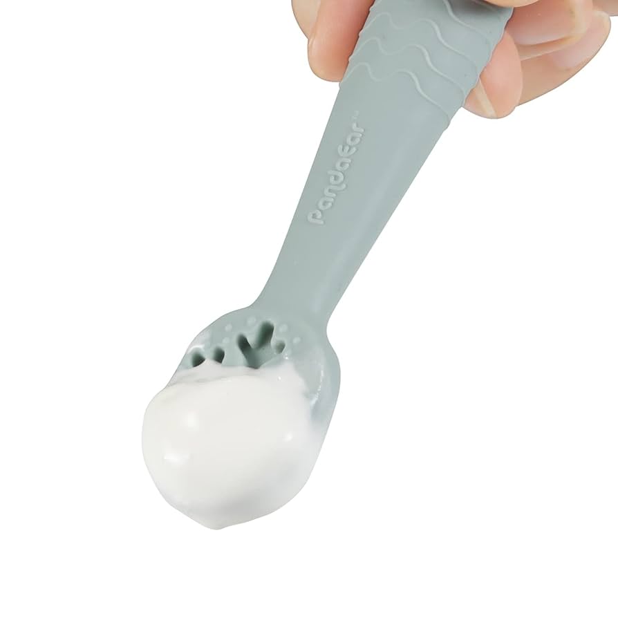 PandaEar 6 Pack Silicone Baby Spoons & Forks, Baby Feeding Spoons Self