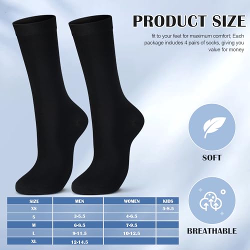 Image of 4 Pairs Silk Liner Socks Ultra-lightweight Hiking Liners Calf Sweat Absorption Socks for Adult
