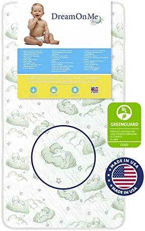 Dream On Me, Nirvana 6” 96 Coil Inner Spring Crib And Toddler Mattress I Waterproof I Green Guard Gold Certified I 10 Years Manufacture Warranty I Vinyl Cover I Made In The U.S.A