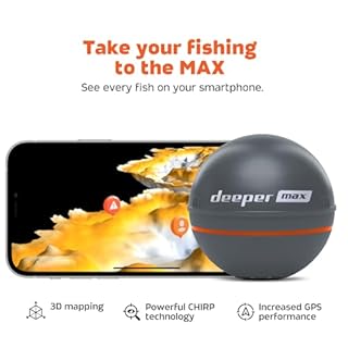 Deeper MAX Castable GPS Fish Finder– Portable Chirp Sonar Depth and Fish Finder for Boat Fishing, Ice Fishing, Shore Fishing - Personal 3D Depth Maps with User-Friendly Free App