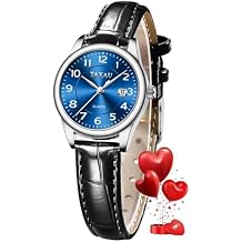 Taxau Womens Leather Watch Casual Classic Dainty Womens Dress Watch Business Fashion Waterproof Wrist Watches for Women Analog Quartz Easy Read Ladies Watches with Date