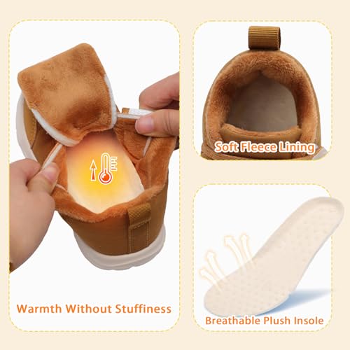 XIHALOOK Toddler Boots Winter Warm Shoes with Fur Lined Boys Girls Walking Barefoot Water-Resistant Outdoor Boots4