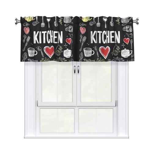 Helhappy Tenda corta per finestra, mantovana da cucina, motivo schizzo