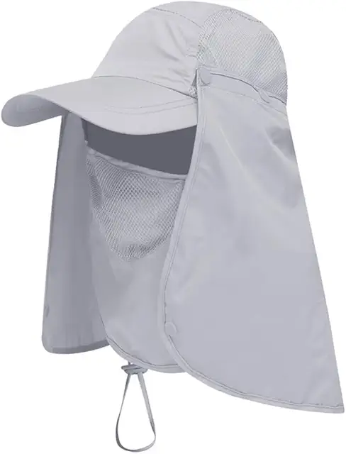 Gorra con Protector de Cuello Anti-UV y Máscara Extraíble para Protección Solar