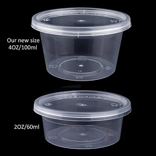 Image of Augshy Small Slime Containers With Lids, 50 Pack Hawaiian Shaved Ice Mold Jello Shot Cups Condiment Containers Plastic Portion Cups with Lids for Salad Dressing Food Storage Containers (4 oz)