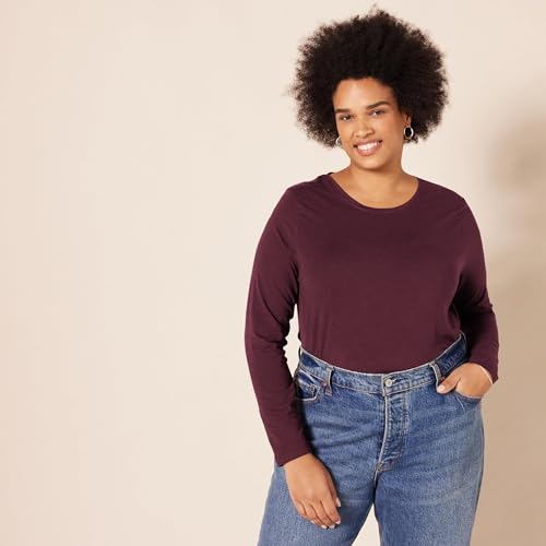 Image of Amazon Essentials Women's Regular-Fit Long-Sleeve Crewneck T-Shirt (Available in Plus Size)