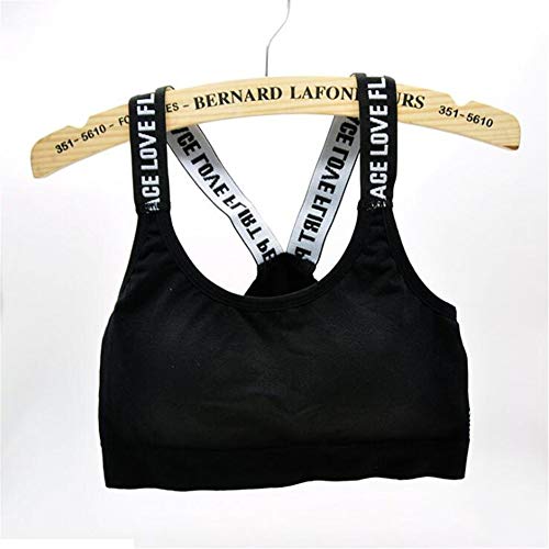 Aoile Mujeres Deporte Fitness Top Letras impresión Yoga Sujetador Black One Size