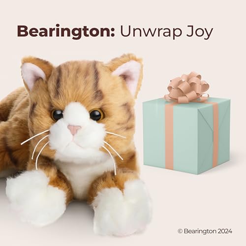 Image of Bearington Tabby Stuffed Cat Animal - 15 inch Realistic Striped Orange Cat Stuffed Animal with Soft Fur and Floppy Body for Toddlers - Cuddly Kitten Plush Gift for Kids and Feline Lovers