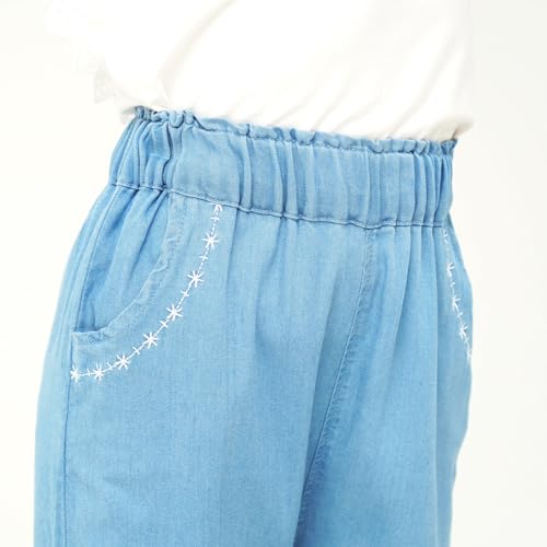 Image of Girls Pants with Pockets Pull On Lightweight Bell Bottoms Straight Leg Baggy Jeans for Girls Flare School Pants