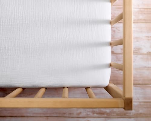 Image of Meracorallo Muslin Pack and Play Fitted Sheet, 100% Cotton, White
