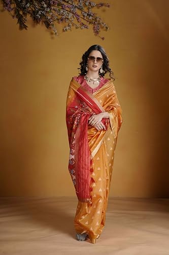 ZILVIRA orange handloom silk saree – image 5
