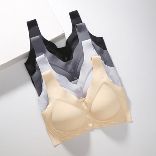 Sous-vêtement maman push-up bouton devant sans couture noir XL - 4