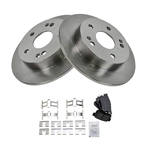 Image of TRQ Rear Brake Pad and Rotor Set Semi Metallic Solid Rotors | For 1997-2001 Honda Prelude