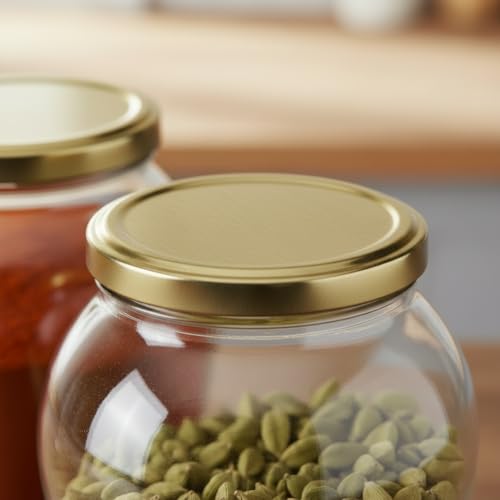 Image of ginoya brothers - Kitchen Glass Jar (3, 1000 Ml. Pot Shape Jar)