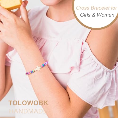 Teen Girl Gifts Trendy Stuff Cute Cross Bracelet Religious Christian Gifts for Women WWJD Bracelets for Kids, Girls Birthday Christmas Gifts Jesus Catholic Communion Baptism Easter Gifts3