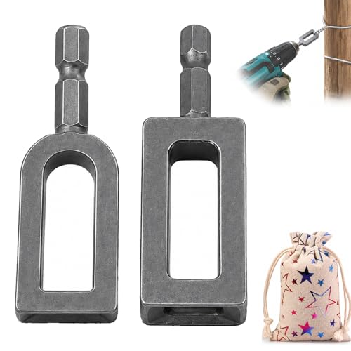 Wire Twister Tool for Drill Heavy Duty Drill Wire Twister for 9 & 11 Gauge Fence Wire Wire Twisting Tool with 1/4 Hex Shank for Fence Repair Rebar Tying Farm Garden and Construction (9#+11#)