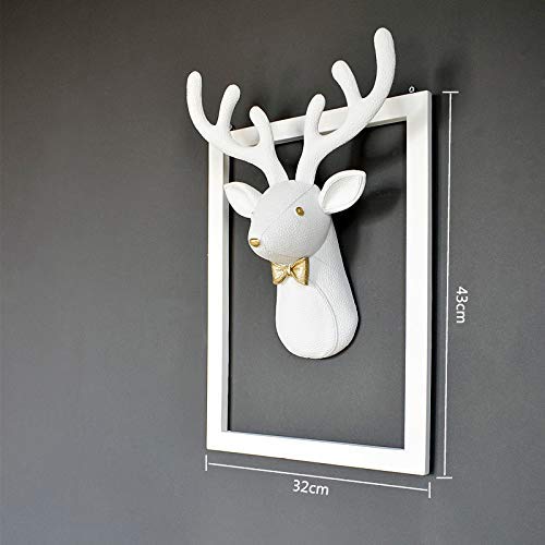 Décoration murale à suspendre tête de cerf blanc de gentleman