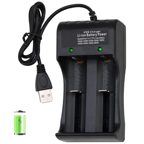 18650 Battery Charger 3.7V/4.2V Li-ion Rechargeable Batteries Charger Universal Dual USB LED Battery Charger Fast Smart Charging Slots for 10440 14500 16340 14650 18350 18500 26650 18650 Batteries