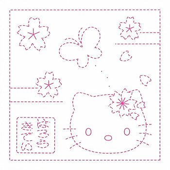 Olympus Thread Sashiko Lot de torchons Hello Kitty Cherry Blossom Butterfly 74