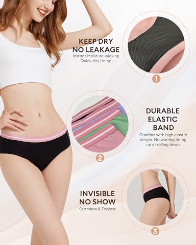 Teen Period Underwear 3-Pack, Leak-Proof Briefs for Girls, Absorbs 3 Tampons, Odor Control, All-Day Comfort4