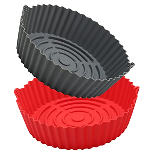 Zerodeko 2pcs Reusable Silicone Pot Liner Non-stick Baking Liners for Air Fryers Kitchen Cooking for Snacks Chicken Wings Easy Cleanup