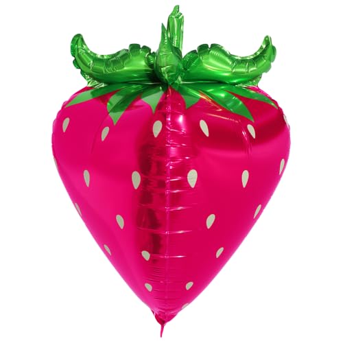 Image of 6 Pack 4D Lovely Pink Red Strawberry Foil Balloon Cute Fruit Balloons For Birthday Baby Shower Wedding Party Decoration Supplies
