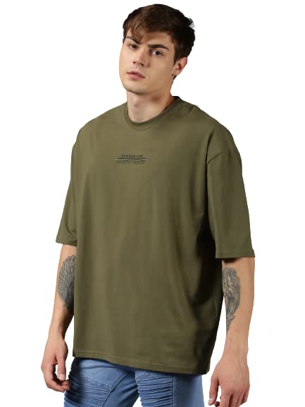 Image of URGEAR Men's Cotton Printed Drop Shoulder - Hip Hop - Down Shoulder- Baggy Loose fit- Stylish Oversized t Shirts for Men