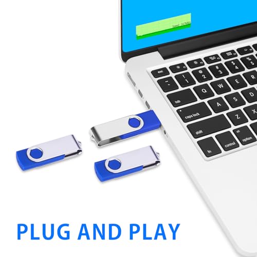 Image of EASTBULL 200 Packs of 2GB Bulk Flash Drives, USB Flash Drives Pack 2GB USB Drives Bulk Swivel USB2.0 Thumb Drives Bulk with Strings (200Packs, Blue)