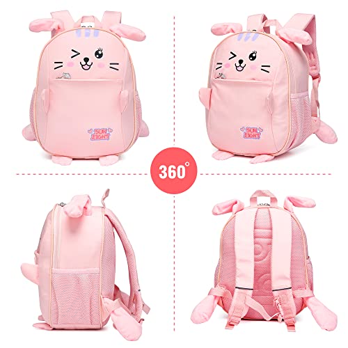 Reqinqin Toddler Backpack For Girls Cute Pink 3D Cartoon Rabbit Ears Bounce Girl Kids Backpack For Rabbit 1-5 Years Girls Personalized Waterproof Bag Travel Baby Backpack (Rabbit #TOP4