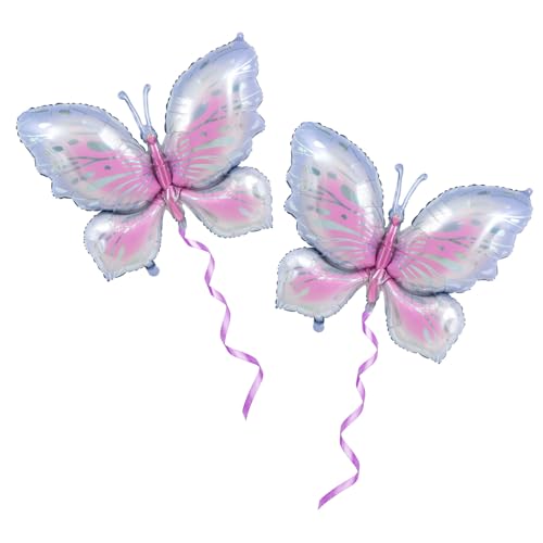 GLASNES 2Pcs Butterfly Balloons - Pink & Purple, Helium Foil, Birthday & Baby Shower Party Decorations