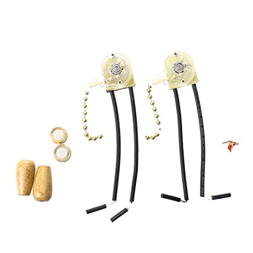 Interruptor de cadena - SODIAL(R)Interruptor de oro de cadena para aficionados y lamparas (2 piezas) AC 6A 125V 2 hilos