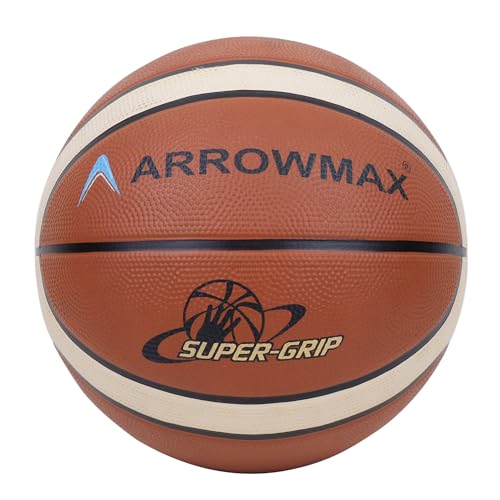 Image of ArrowMax Super Grip Professional Basketball for Indoor-Outdoor Training - Match Ball for Players, Kids, Men (Size 5) with Free Air Needle