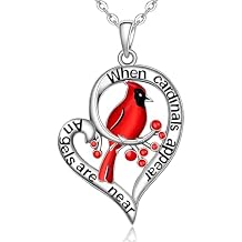 Fenthring Cardinal Necklace for Women 925 Sterling Silver Heart Red Cardinal Gifts Pendant Memorial Sympathy Bird Mothers Day Gifts