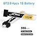 ZEVORO 4pcs BT2.0 300mAh 1S Battery 3.8V 75C FPV Lipo Battery with BT2.0 Plug Connector for FPV Tiny Whoop 1S Brushless Whoop Drone