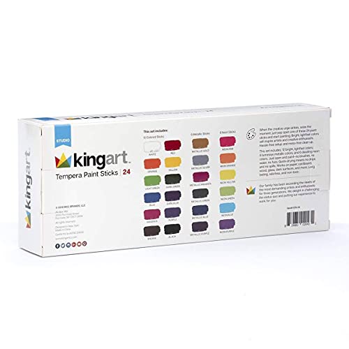 Kingart Tempera Paint Sticks, 24 Vibrant Colors Solid Tempera Paint For Kids, Super Quick Drying, Works Great On Paper Wood Glass Ceramic Canvas #TOP6