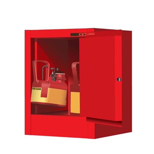 Justrite 890421 Sure-Grip Ex Galvanized Steel 1 Door Self Close Flammable Countertop Safety Storage Cabinet, 4 Gallon Capacity, 17" Width X 22" Height X 17" Depth, 1 Adjustable Shelfs, Red #TOP8