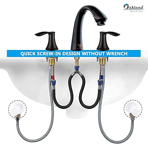 8 Inch Two Handle Bathroom Faucet Widespread Oil Rubbed Bronze, Oakland Bronze Bathroom Faucet For Sink 3 Hole Brass Lavatory Faucet Lead-Free With Pop Up Drain Supply Line, Ksb8232 #TOP6