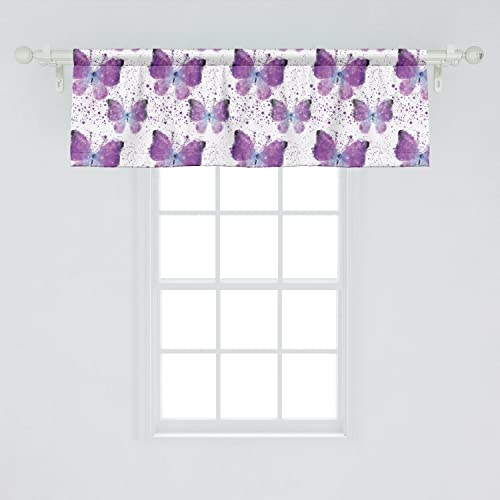 Ambesonne Butterfly Window Valance Pack of 2, Surreal Star Patterned Background with Polygonal Butterflies Modern, Rod Pocket Curtain Valances for Kitchen Bedroom, 54
