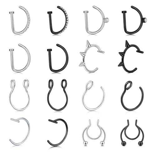 Longita Fake Piercings - Nose Ring, Eyebrow, Lip Ring, Labret Studs & More - Adhesive Face Jewelry
