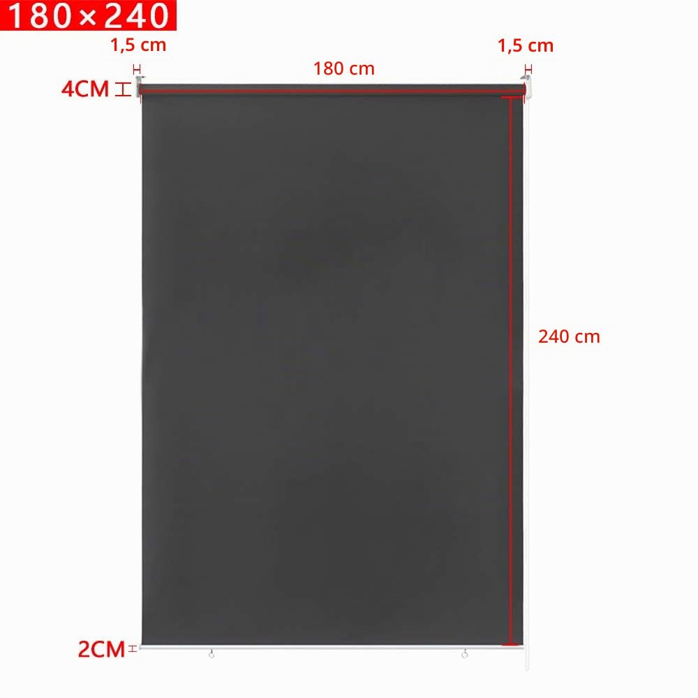 Froadp 180x240cm Stores Enrouleurs Extérieur à Opaque Enrouleur Fonction Thermique Réfléchissante Occultant dans différentes Tailles et Couleurs pour Fenêtres et Portes(Anthracite)