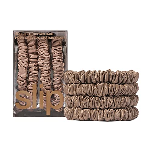 slip Silk Skinny Scrunchies - Light Brown | Set of
