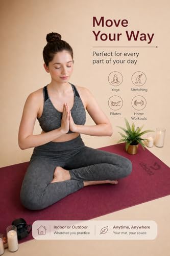 Image of 8mm Yoga Mat for Men & Women | TPE Non Slip Exercise Mat for Home Workout, Yoga & Fitness | Extra Thick Cushion Support for Knees & Joints | Lightweight with Carry Strap