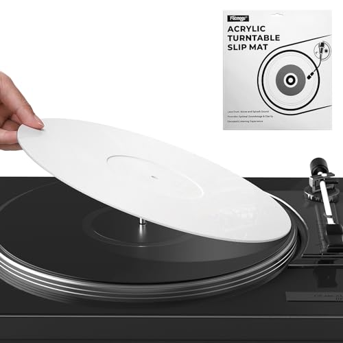 Facmogu 3mm Weiße Acryl Plattenspieler Slipmat, 12In Vinyl Plattenspieler Matten, Antistatisch & Anti Vibration Plattenteller Slip-Mat, Reduzieren Sie Lärm Phonograph LP Record Mat