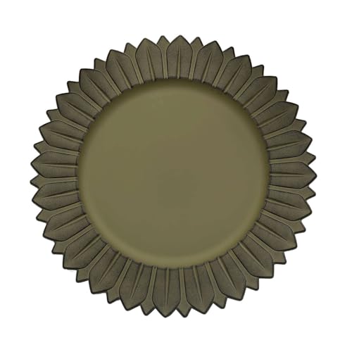 Efavormart CHRG_PLST0021_OLVE Efavormart 6 Pack | 13 Inch Matte Olive Green Sunflower Plastic Dinner Charger Plates thumb #5