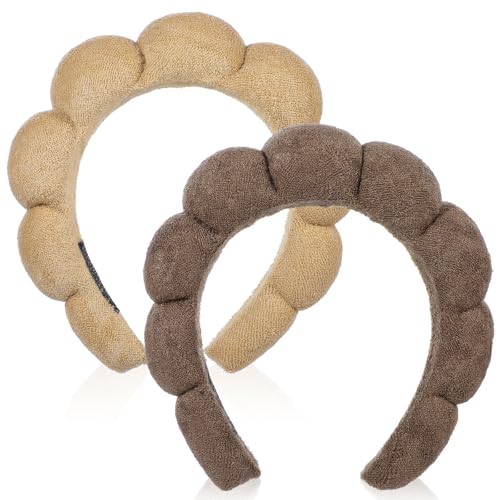 YUXIANLB Diadema de spa para mujer, juego de 2 diademas de esponja para lavarse la cara, accesorio para cuidado de la piel y maquillaje