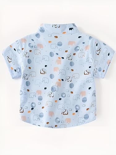 Image of Kids Boys Shirt Printed, Checkered and Floral Casual Short Sleeve Shirts Pack of 2