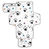 Jihqo Diaper Changing Pad Dog Paw Colorful Portable Diaper Mat with Built-in Pillow Travel Changing Station for Baby with Smart Wipes Pocket